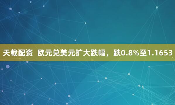 天载配资  欧元兑美元扩大跌幅，跌0.8%至1.1653